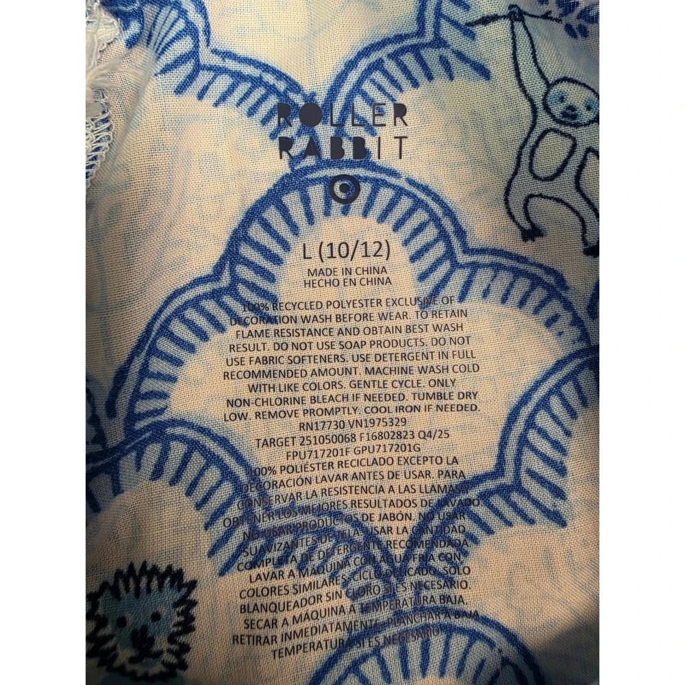 Roller‎ Rabbit Adaptive Pajama Pants Blue Monkey Print Sensory Friendly L 10/12
